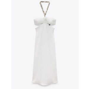 ZARA ECRU CUT OUT CHAIN DRESS LARGE